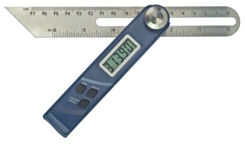 360° Digital-Schmiege Klinge 200 x 30 mm, Ablesung 0,05° oder 1’, mit Feststellschraube - Metav IndustryLine