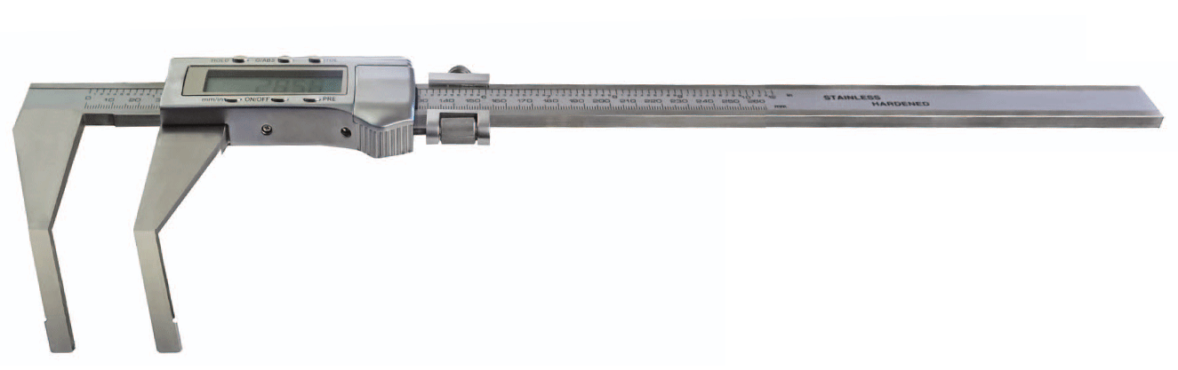 250mm Digital-Messschieber mit gewinkeltem Schnabel, 0,01mm Ablesung, Feineinstellung - Metav IndustryLine