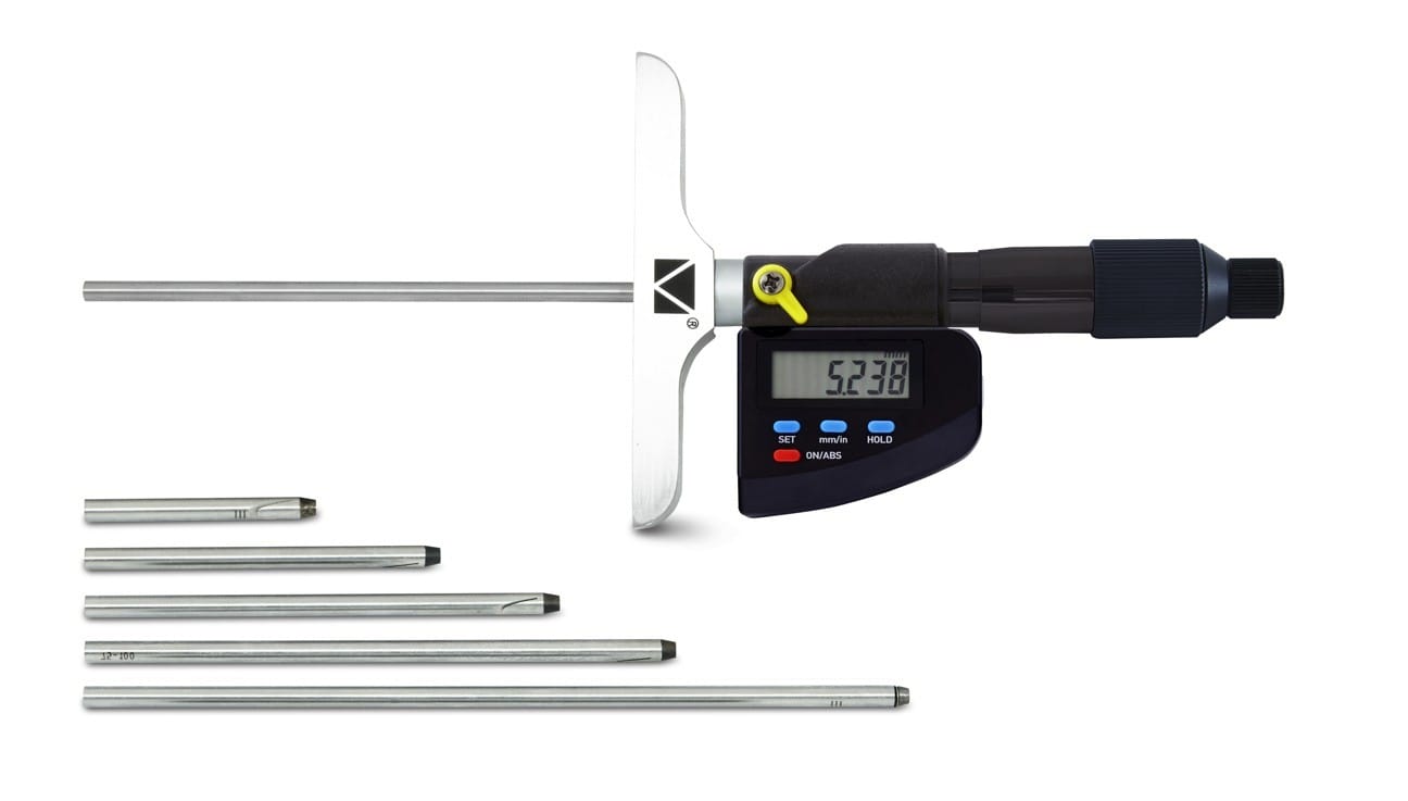 300mm Digital Tiefenmessschraube, 0,001mm Auflösung, IP65, ISO 17025 kalibriert - Microtech Metrology