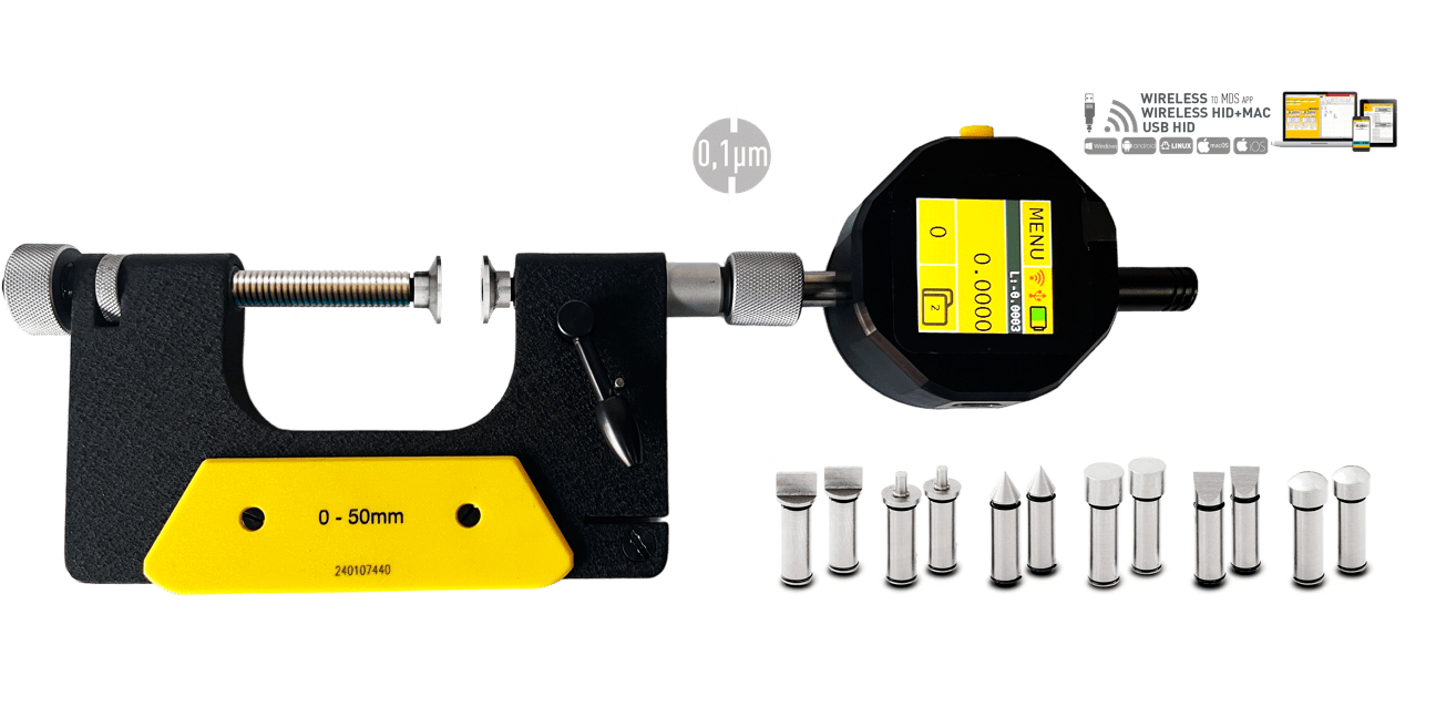 140–190mm Digital Universal‑Bügelmessschraube, 0,001mm Auflösung, Ambosse NICHT inklusive - Microtech Metrology