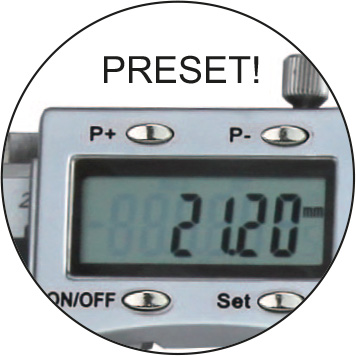 Digital-Taschen-Messschieber, Metallgehäuse, DIN 862 mit Set/Preset-Taste