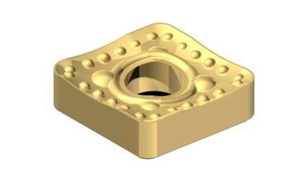 Rechteckige, goldene Wendeplatte auf weißem Hintergrund. Die Oberfläche weißt ein Muster auf. Die Ecken sind leicht nach oben gebogen.In der Mitte befindet sich ein Loch.