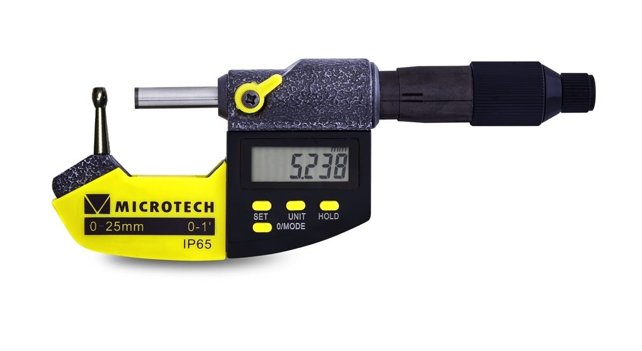 0-25mm Digital Rohrwanddicken-Messschraube, 0,001mm Auflösung, IP65, kalibriert nach ISO17025 - Microtech Metrology