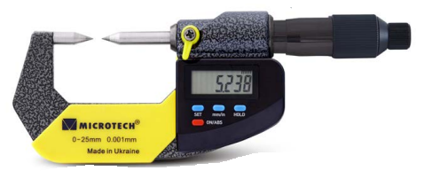 100mm Digital Messschraube mit Spitzen Messflächen, 0,001mm, IP 65 - Microtech Metrology