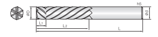 Technische Zeichnung einer Kompressions-Oberfräse von COGO. Schwarze Linien auf weißem Hintergrund. Links ist eine Vorderansicht abgebildet, Rechts eine Seitenansicht. Neben der Zeichnung sind Größenangaben angegeben.
