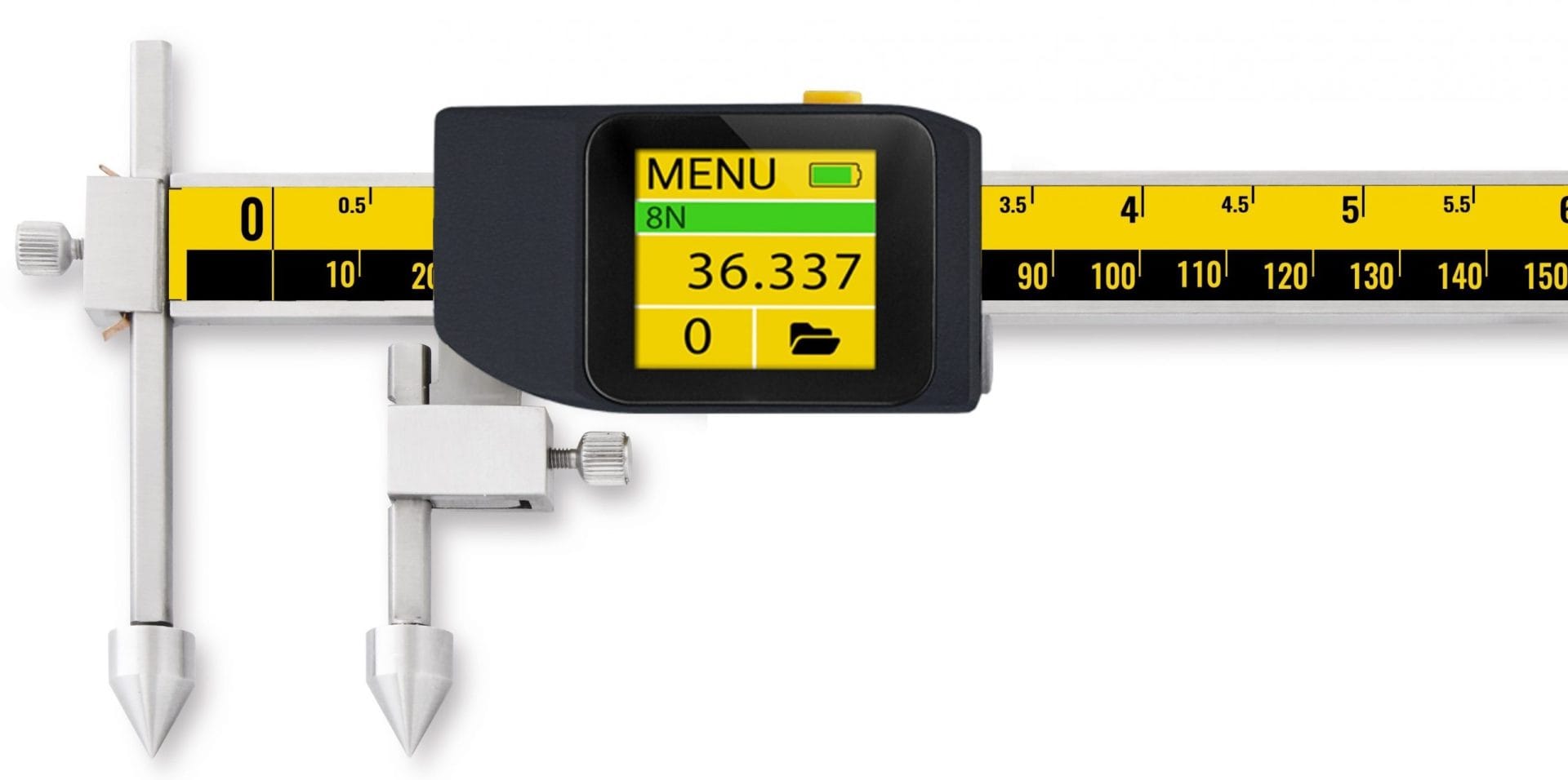 160mm Digitaler Messschieber, Color 1.5" Touchscreen, 0,005mm Auflösung, IP54, Wireless+USB, ISO 17025 kalibriert - Microtech Metrology