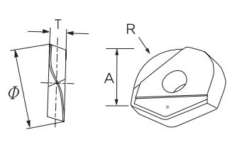 Technische Zeichnung  einer MIDAS Wendeplatte von COGO. Schwarze Linien auf weißem Hintergrund. Links sieht man eine Seitenansicht, Rechts eine Vorderansicht.