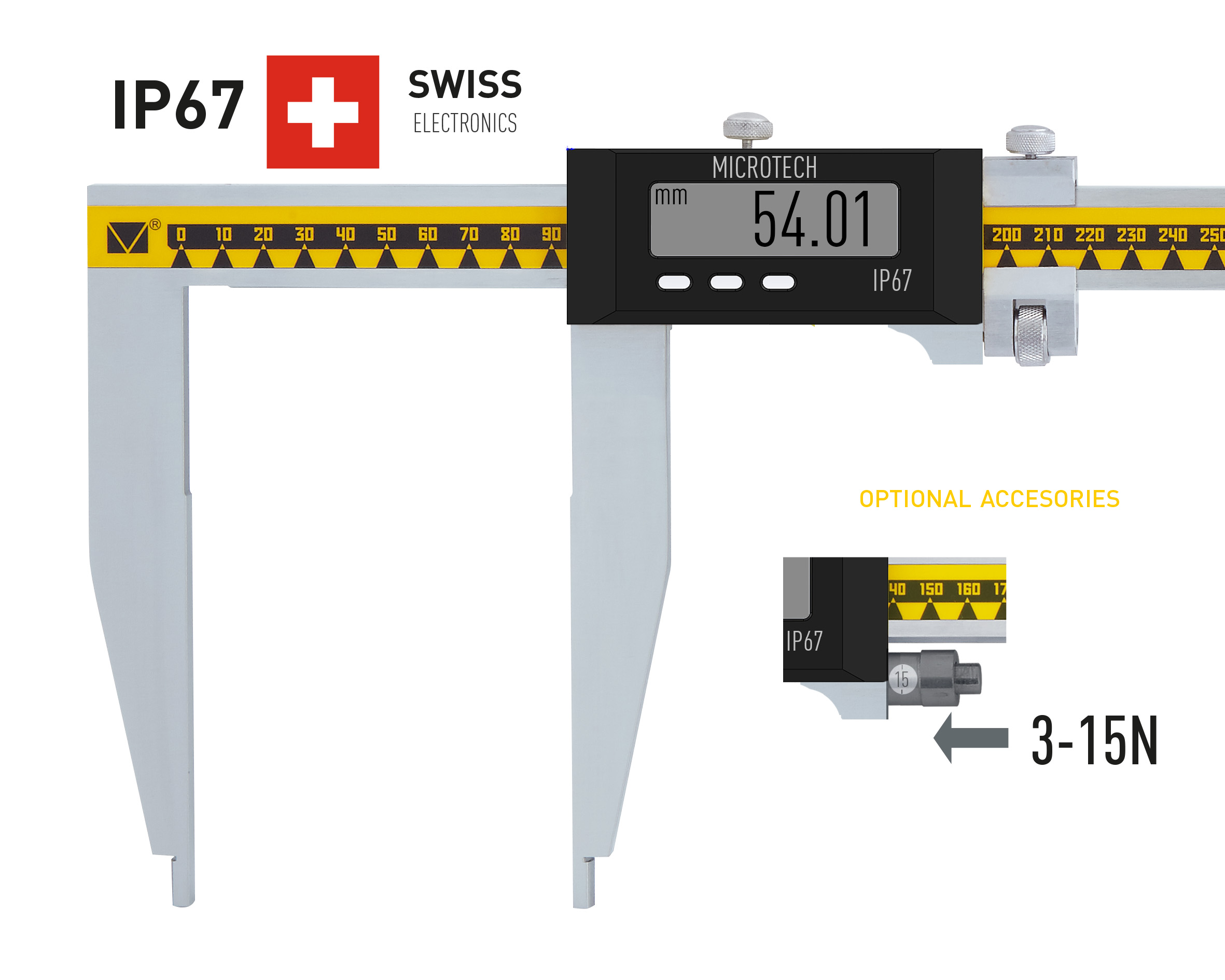1000mm Digital Messschieber mit langem Messschnabel, 0,001mm, IP 67 - Microtech Metrology