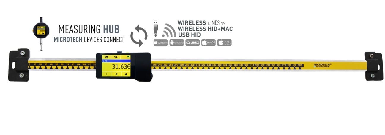 0-300mm Einbaumessschieber, 0,005mm Auflösung, IP54, rostfreier Stahl, ISO 17025 kalibriert, Wireless+USB - Microtech Metrology