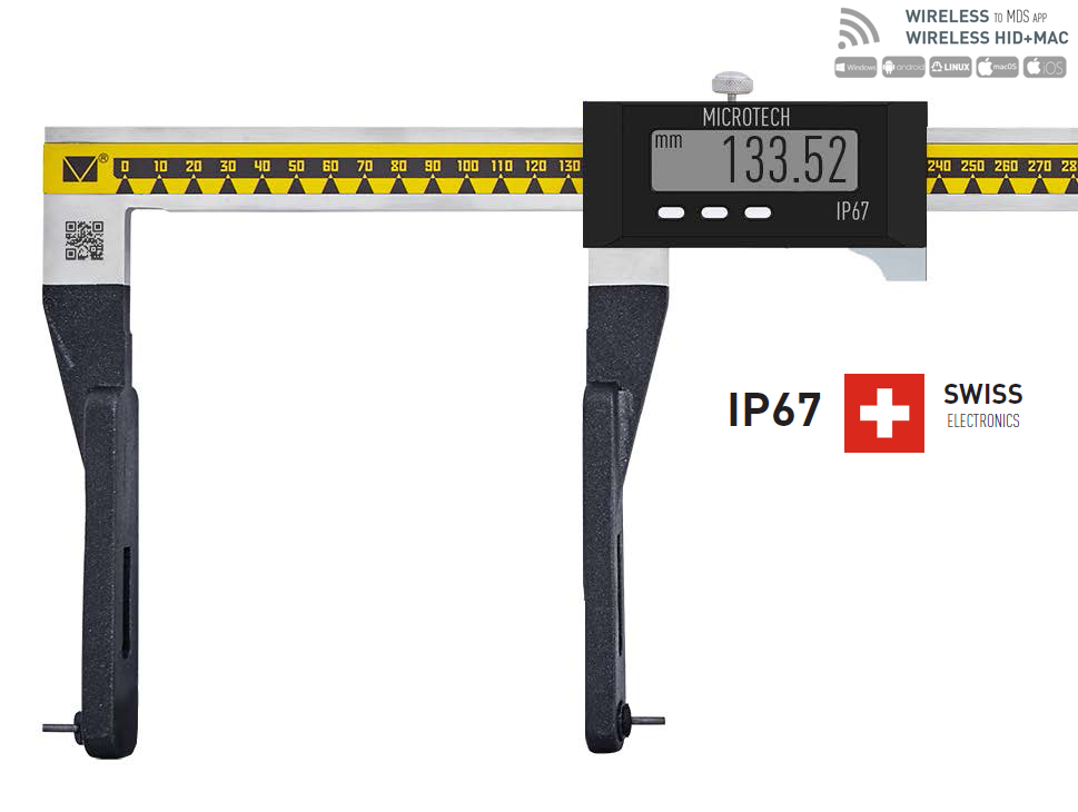 1000mm Digitaler Messschieber, 0,01mm Auflösung, IP 67, ISO 17025 kalibriert, Wireless, Big Screen Swiss Electronics - Microtech Metrology