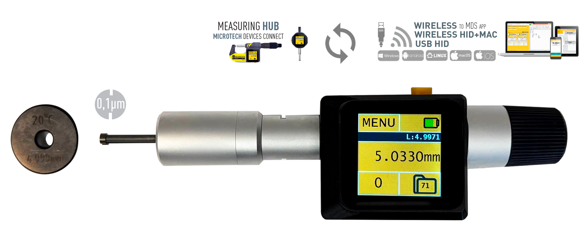 0-3mm Drei-Point-Innenmessschraube, 0,001mm Auflösung, ISO 17025 Kalibrierschein - Microtech Metrology