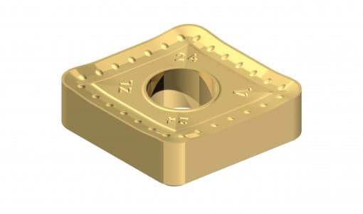 Rechteckige, goldene Wendeplatte auf weißem Hintergrund. Die Oberfläche weißt ein Muster auf. Die Ecken sind leicht nach oben gebogen.In der Mitte befindet sich ein Loch.