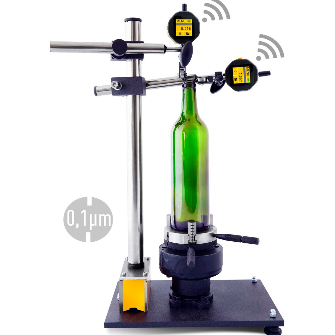 1000mm Messbereich, Color Touchscreen, ISO 17025 kalibriert, geeignet für Flaschen bis 310mm Höhe — Microtech Metrology