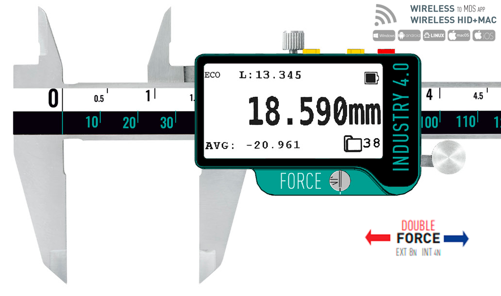 150mm Präzisionsmessschieber, 0,005mm Ablesung, Rundes Tiefenmaß, E‑Ink Display, Wireless+USB, ISO 17025 Kalibriert - Microtech Metrology
