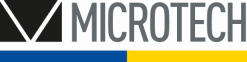 Logo von Microtech Metrology in Farbe. Schwarze Schrift auf weißem Hintergrund, darunter befindet sich ein Balken in den Farben der Ukrainischen Flagge: blau und gelb. Der Hersteller kommt aus der Ukraine.